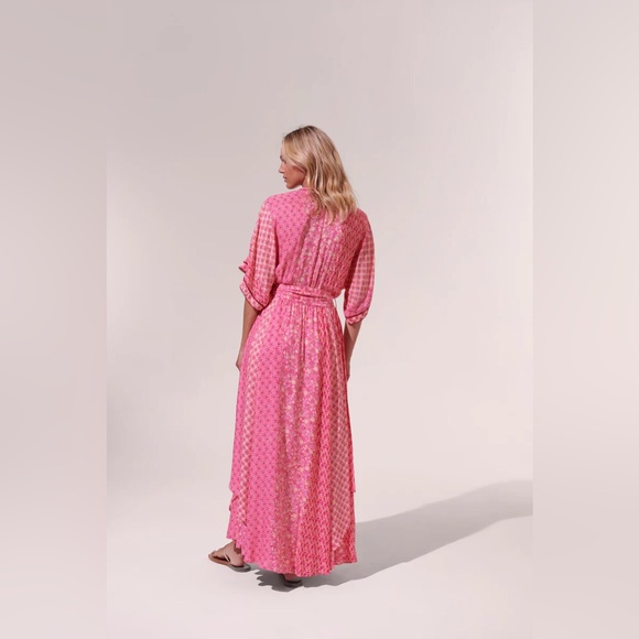 POUPETTE ST. BARTH - LONG DRESS ADHA - PINK BATIK STRIPE Small - Picture 2 of 6